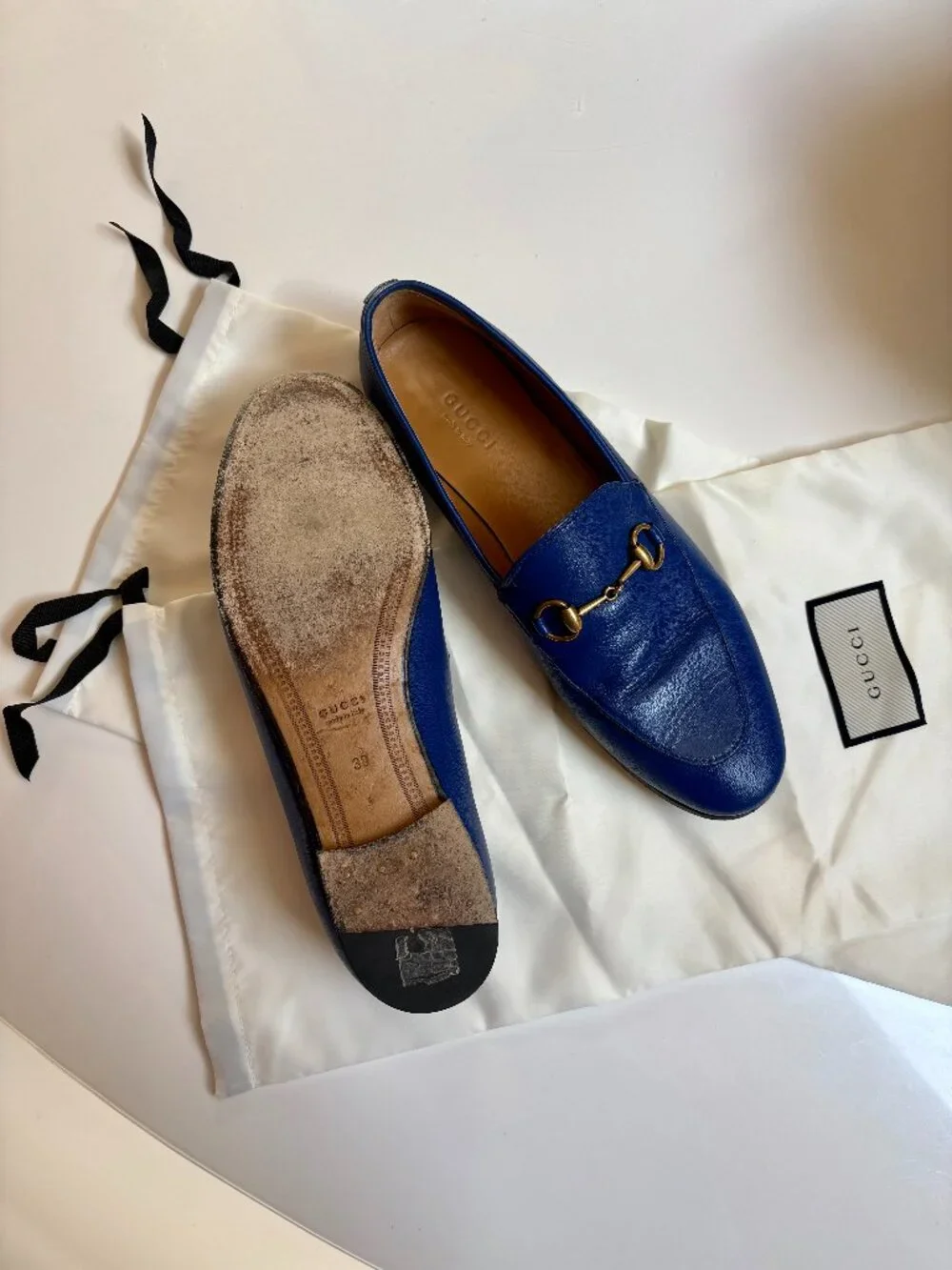 Classic Gucci Jordaan Horsebit Cobalt Leather Loafers